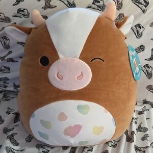 12 Inch Griella Squishmallow Brown and White Cow Stuffed Animal